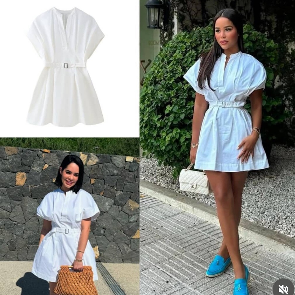 Zara White Mini Dress with Belt